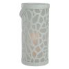 9" White Battery Operated Faux Flame LED Tabletop Lantern