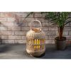 Gerson International 13.38-inch Tall Natural Bamboo Lantern with 6-inch tall battery operated candle